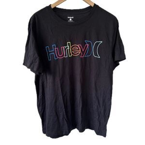 NWOT Hurley Men's 100% Cotton Florescent Outline Lettering Logo T-Shirt L